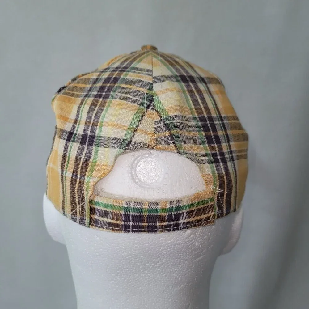 Tennessee Hat Cap Adult One Size Orange Plaid Adjustable Hook & Loop Logo Preppy